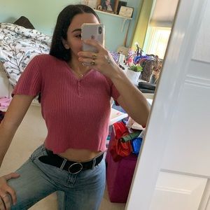 Vintage ribbed knit buttoned shirt